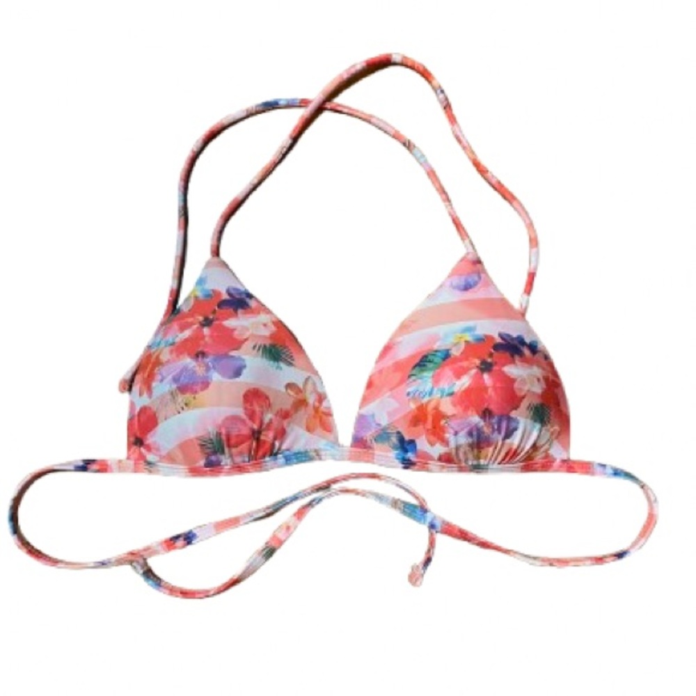 OP Floral Triangle Bikini Top - Pink Multi Size Medium